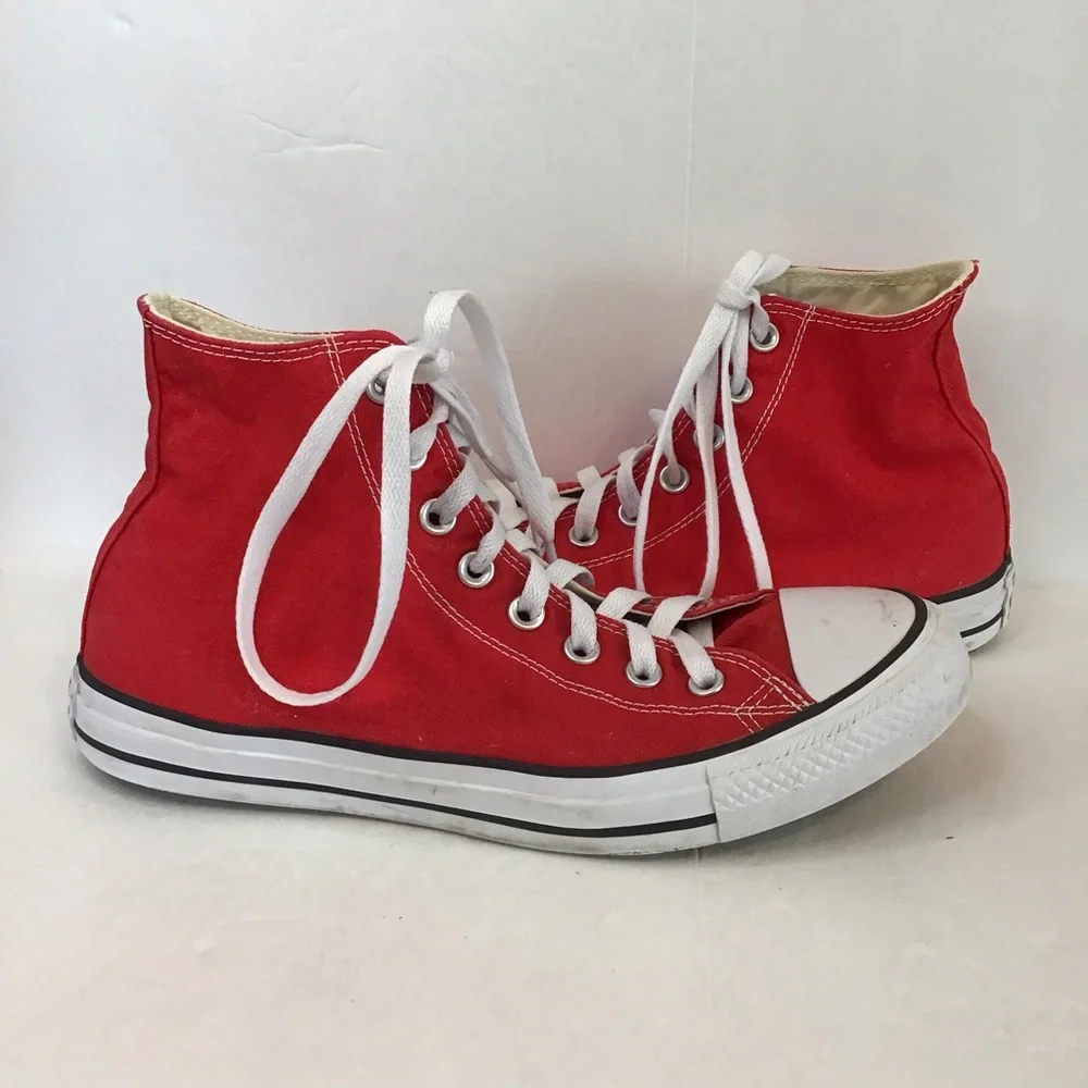 CONVERSE Unisex Women's Red High Top Chucks Sneakers 10 - Picture 3 of 10